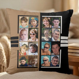 16 photo collage double sided brown black cushion