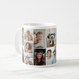 16 Photo Collage Grid - Modern Minimal White Grid Coffee Mug