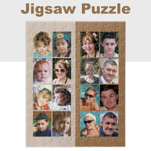 16 photo collage light and dark brown jigsaw puzzle