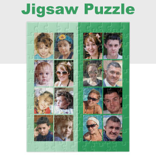 16 photo collage light and dark green jigsaw puzzle