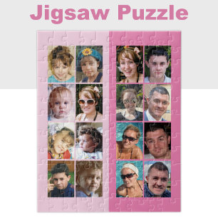 16 photo collage light and dark pink jigsaw puzzle