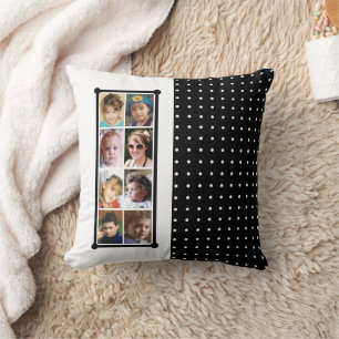 16 photo collage polka dots throw black cushion