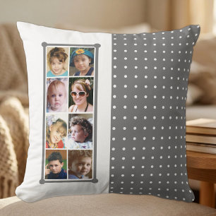 16 photo collage polka dots throw grey cushion