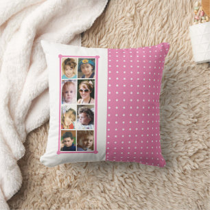 16 photo collage polka dots throw pink cushion