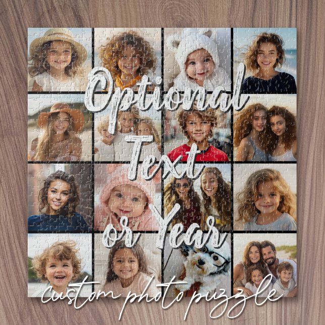 16 Photo Collage Script Text Jigsaw Puzzle (Create Your Own Photo Puzzle - Makes a Great Gift)