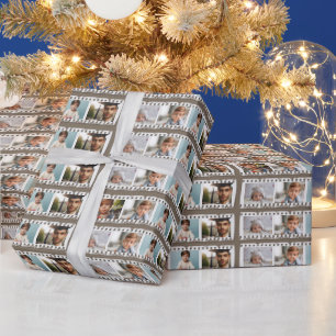 16-Photo Film Negative Strip, Vintage Pastel Brown Wrapping Paper