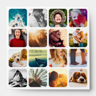 16 Photo Grid Template Collage Rounded Frame Card Envelope