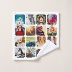 16 Photo Grid Template Square Rounded Frame Wash Cloth