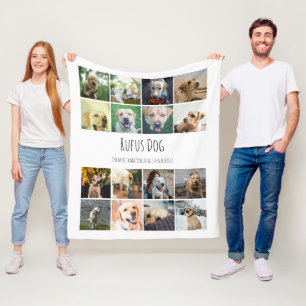 16 Photos Collage And Personalised Text Fleece Blanket