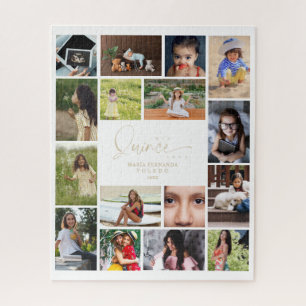 16 Photos Collage Timeline Life Quinceañera Jigsaw Puzzle