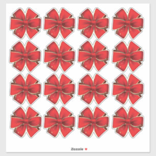 16 Red Bows Kiss Cut Package Envelope Gift 3-inch