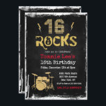 16 Rocks Rockstar Guitar 16th Birthday Invitation<br><div class="desc">16 Rocks Rockstar Electric Guitar Metal Metallic Silver Glitter Surprise 16th Birthday Invitation</div>