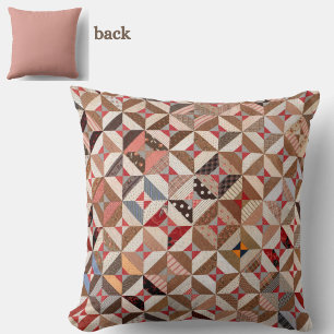 16" Rustic Vintage Quilt Pattern Colourful Cushion