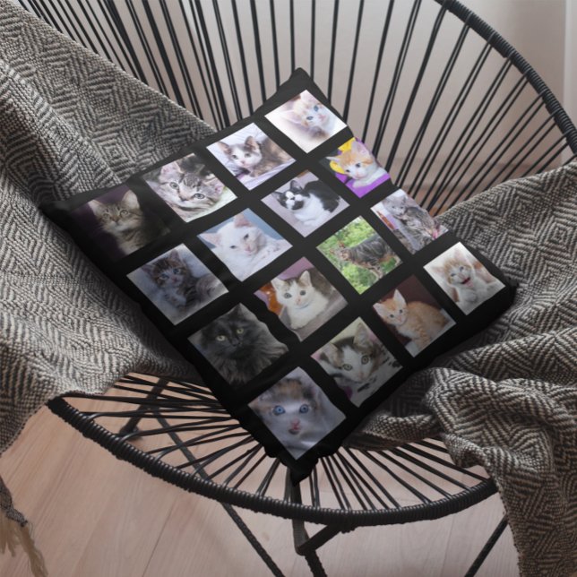 16 Square Photo Collage Cushion (Photo Collage Throw Pillow)