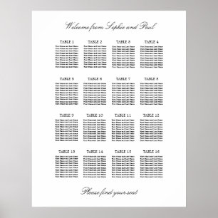 16 Table Elegant Minimalist Seating Chart