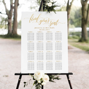 16 Table Gold Wedding Guest Seating Chart