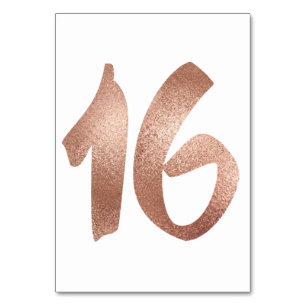 16 Table Number White Metallic Pink Rose Gold Table Number