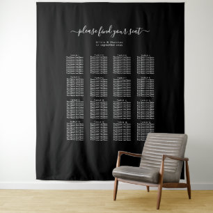 16 Table Wedding Seating Chart Luxury Modern Black Tapestry