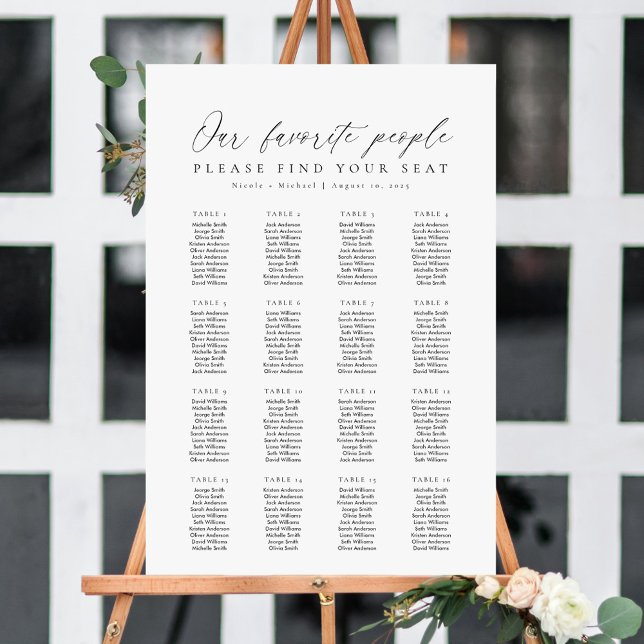 16 Tables Our Favourite People Seating Chart (Creator Uploaded)