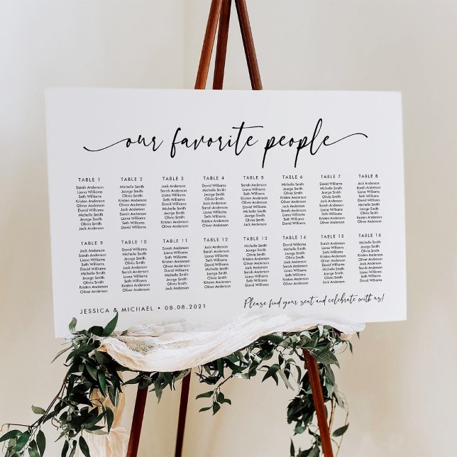 16 Tables Our Favourite People Seating Chart Plan (Creator Uploaded)