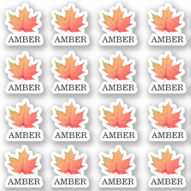 16 Waterproof Amber Maple Leaf Grading Labels   (Front)