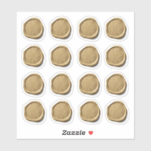 16 Wedding Envelope Faux Gold Wax Seal  (Sheet)