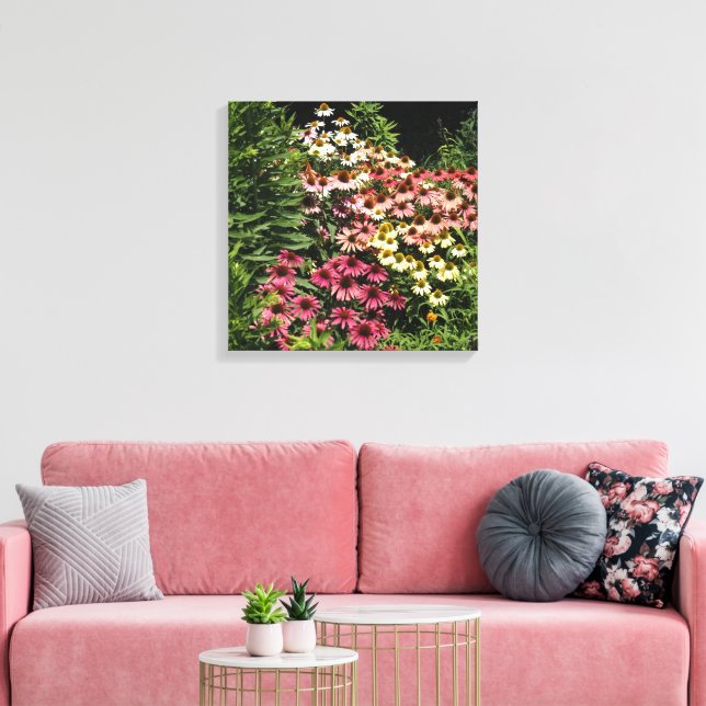 16"x16" Coneflowers Canvas Print (Insitu(LivingRoom))
