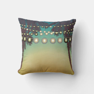 16"x16" Throw Pillow Beach Sunset Palm Trees Strin