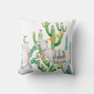 16"x16" Throw Pillow Boho Llama Bohemian Cacti Des