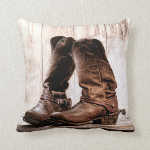 16"x16" Throw Pillow boots country rustic western