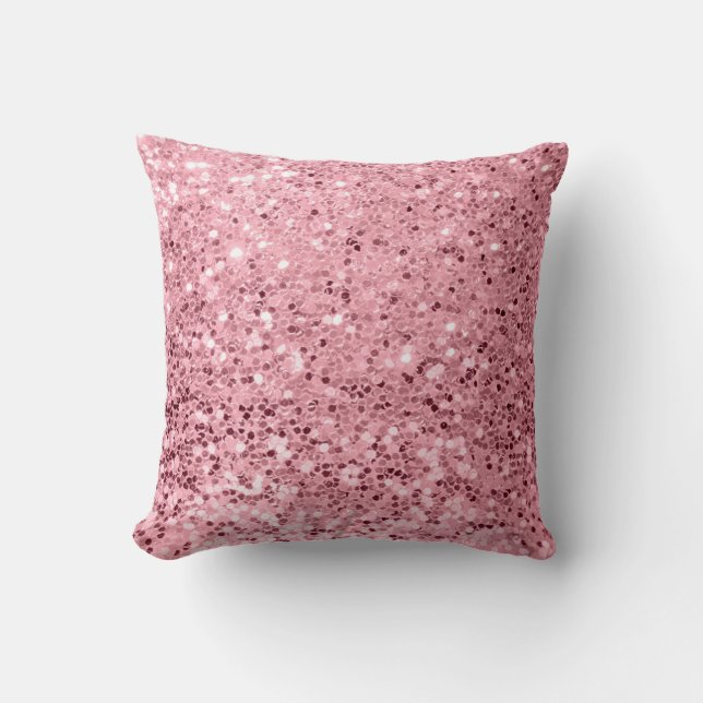 16"x16" Throw Pillow Rose Gold Glitter (Front)