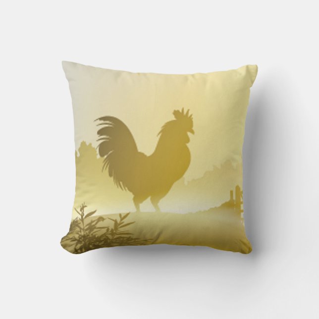 16"x16" Throw Pillow Sunny Morning Farm Country Ru (Front)