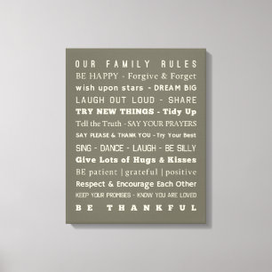 16" x 20" Family Rules Canvas