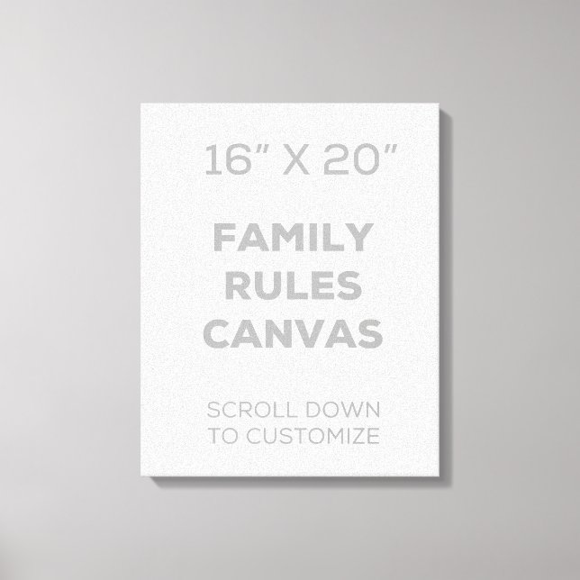 16" x 20" Family Rules Canvas Print (Front)