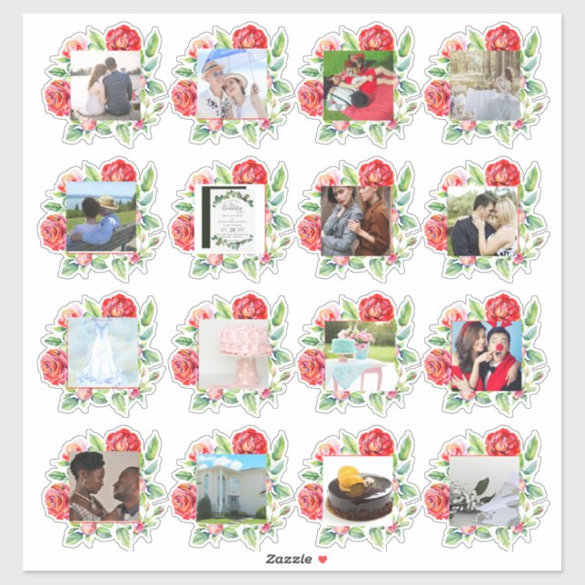 16 x WEDDING PHOTO Journal Planner Red Roses (Sheet)