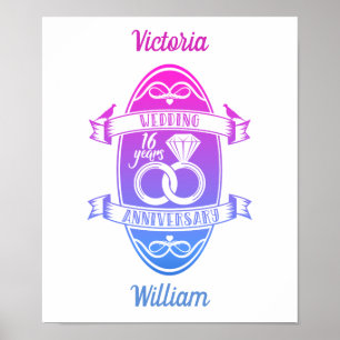 16 Year 16th wedding anniversary Poster