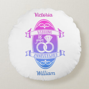 16 Year 16th wedding anniversary Round Cushion