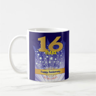 16 Year CUSTOM Recovery Anniversary Bold Numeral Coffee Mug
