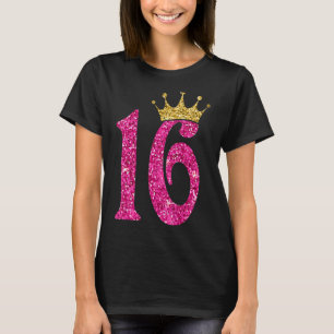 16 Year Old  16th Birthday Girl Golden Crown Party T-Shirt