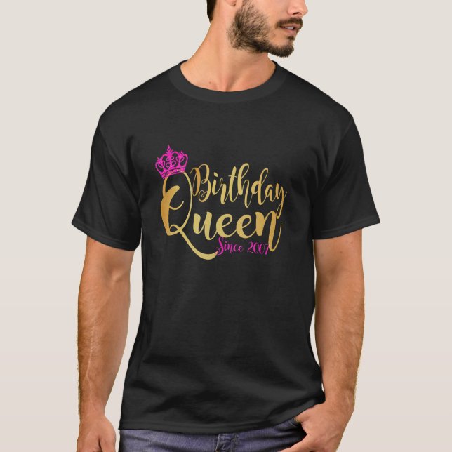 16 Year Old  16th Birthday Queen Since 2007 Crown  T-Shirt (Front)