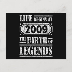 16 Year Old 2009 Birth Legend 16th Birthday Gift Postcard