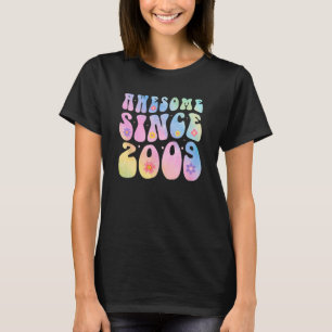 16 Year Old Awesome Since 2009 Tie Dye Flowers 16t T-Shirt