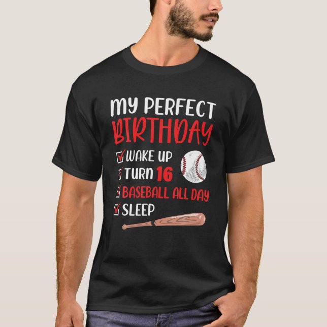 16 Year Old Baseball Birthday Party 16Th Boy Sixn T-Shirt (Front)