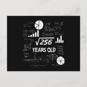 16 Year Old Bday Geeky Math 16th birthday Gift Postcard
