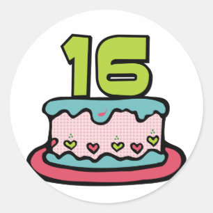 16 Year Old Birthday Cake Classic Round Sticker