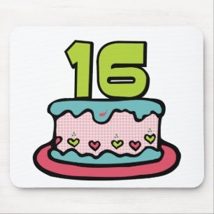 16 Year Old Birthday Cake Mouse Mat