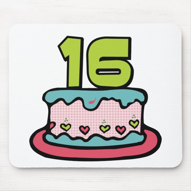 16 Year Old Birthday Cake Mouse Mat (Front)