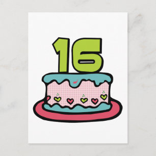 16 Year Old Birthday Cake Postcard
