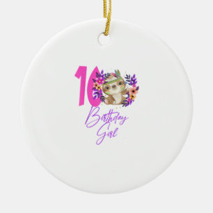 16 Year Old Birthday Girl Cute 16th Birthday Sloth Ceramic Tree Decoration