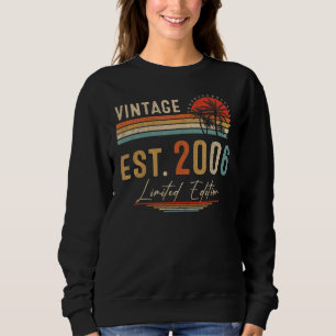 16 Year Old Born In 2006 Vintage 16th Birthday Re Sweatshirt